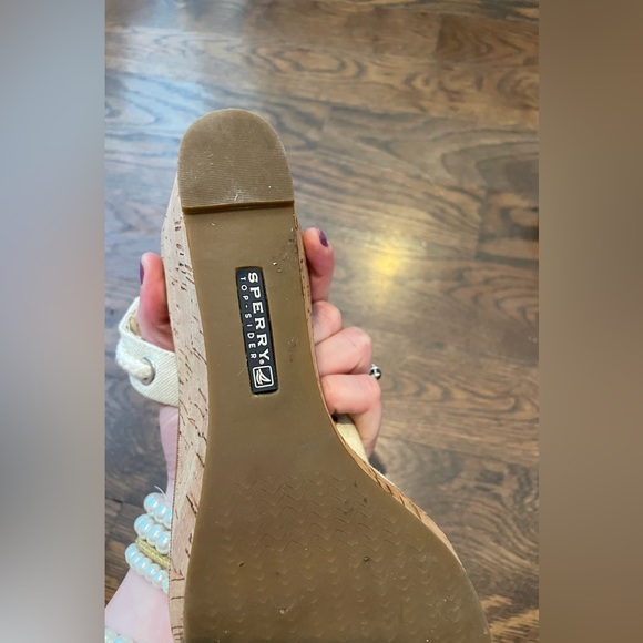 Women’s Sperry Top Spider Wedge Heels Size 9 Light Mint Color W/ Bow Threading - Picture 11 of 16